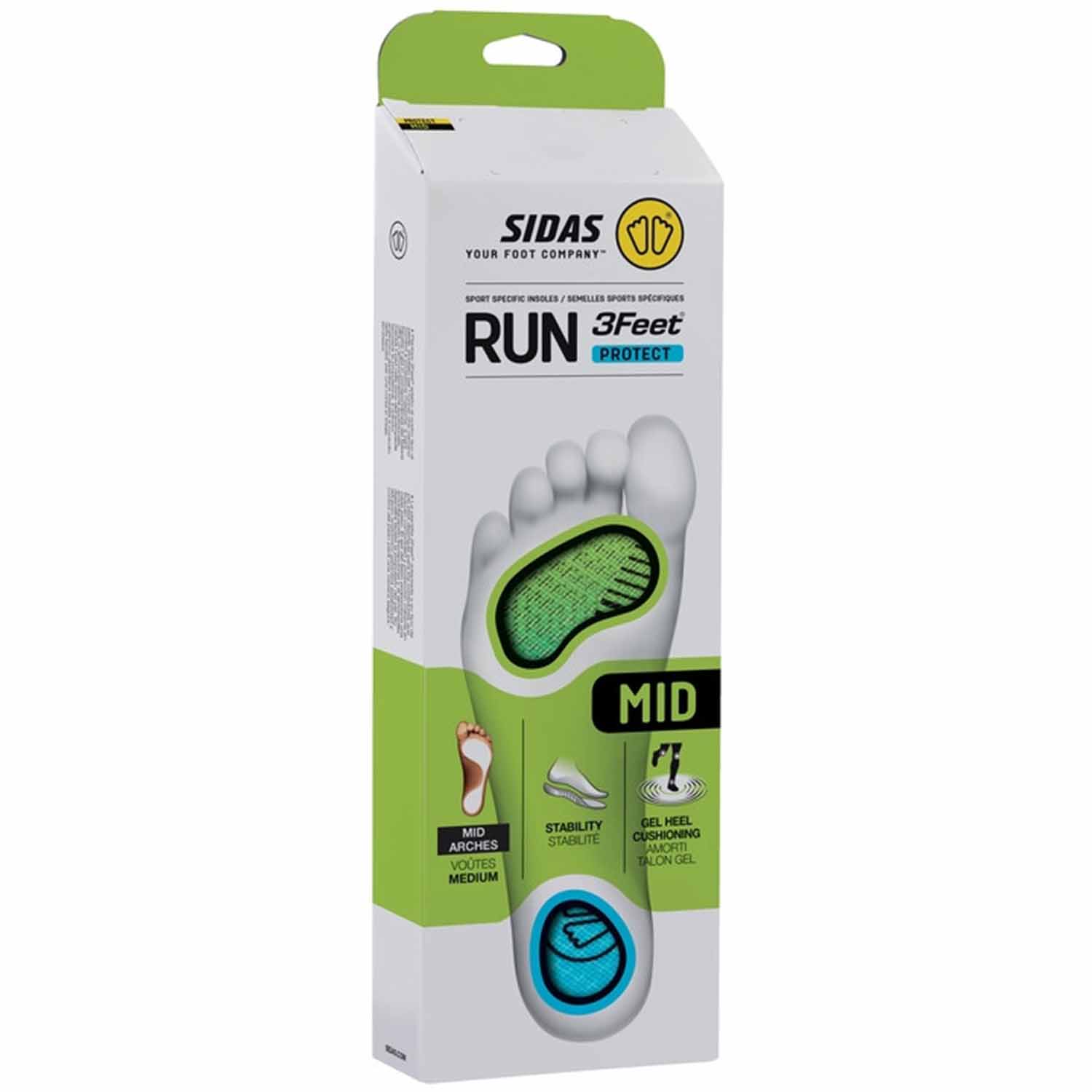 Tallatoed sportimiseks SIDAS 3FEET® RUN PROTECT MID; Keskmise kõrgusega pikivõlvile; Jooksjale; Jalgade vale asend; Jalgade väsimus liikumisel; 1 paar
